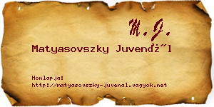 Matyasovszky Juvenál névjegykártya